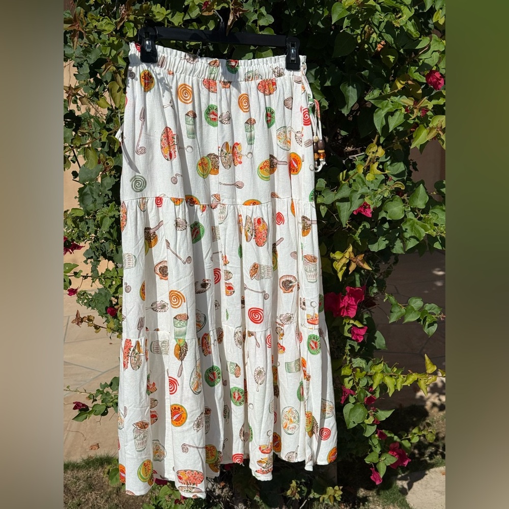 NWT Lisa Says Gah Andre Skirt Caviar Dreams Linen White Size Medium Brand New - Picture 8 of 11